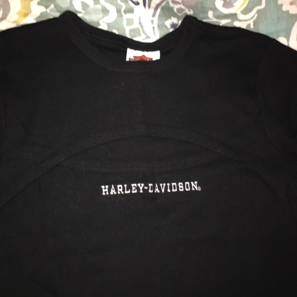 Harley-Davidson black keyhole bodice T-shirt Sz M